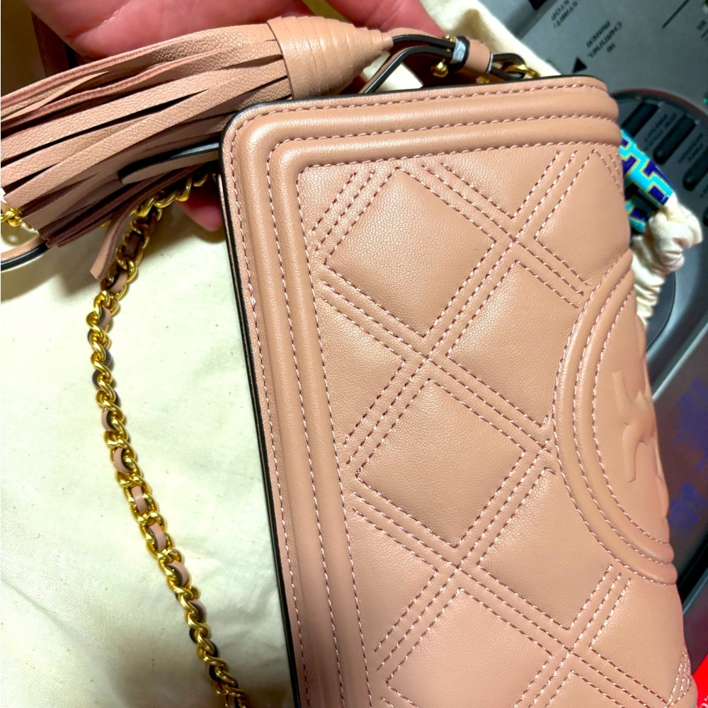 Tory Burch Pink Quilted Leather Bag